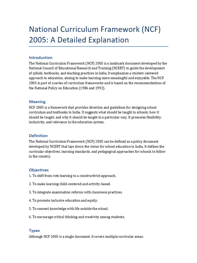 Merits and Conclusions of NCF 2005 | PDF | Curriculum | Pedagogy