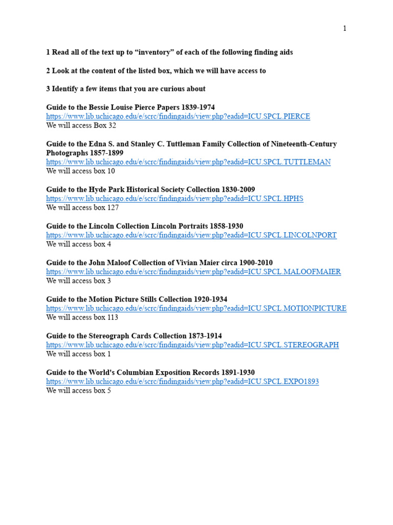 Accessing Historical Collections Boxes | PDF