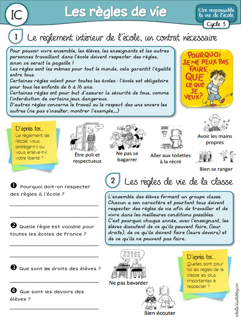 Règles de vie à l'école : respect et sécurité | PDF | Silence