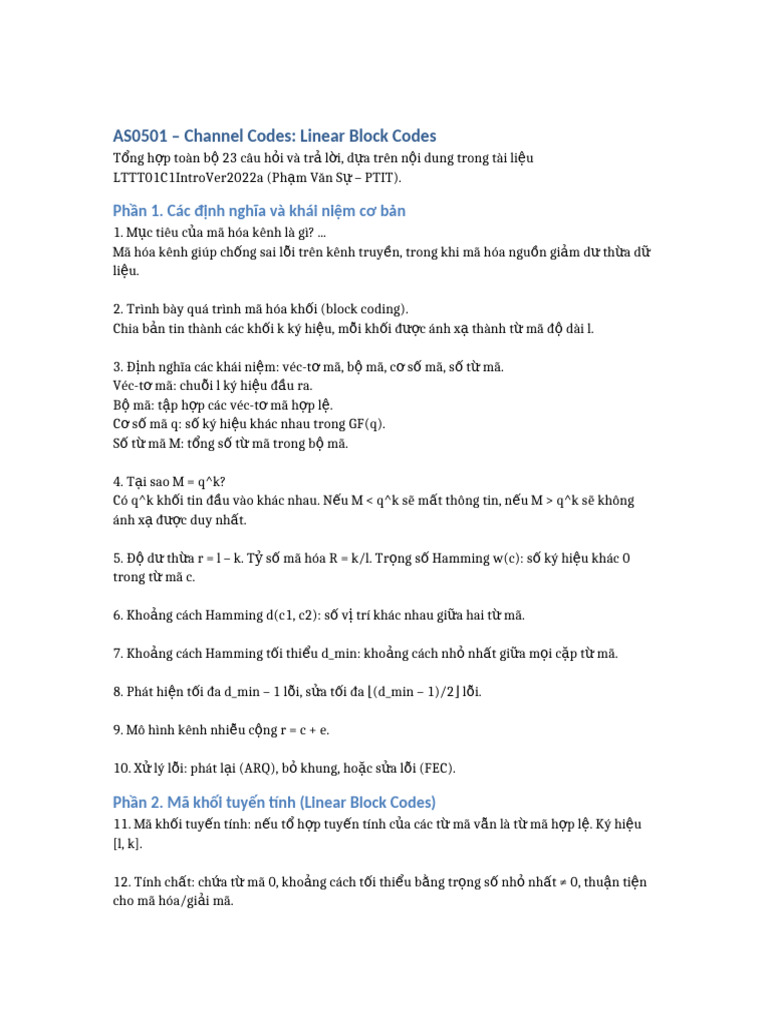 AS0501 Channel Codes | PDF