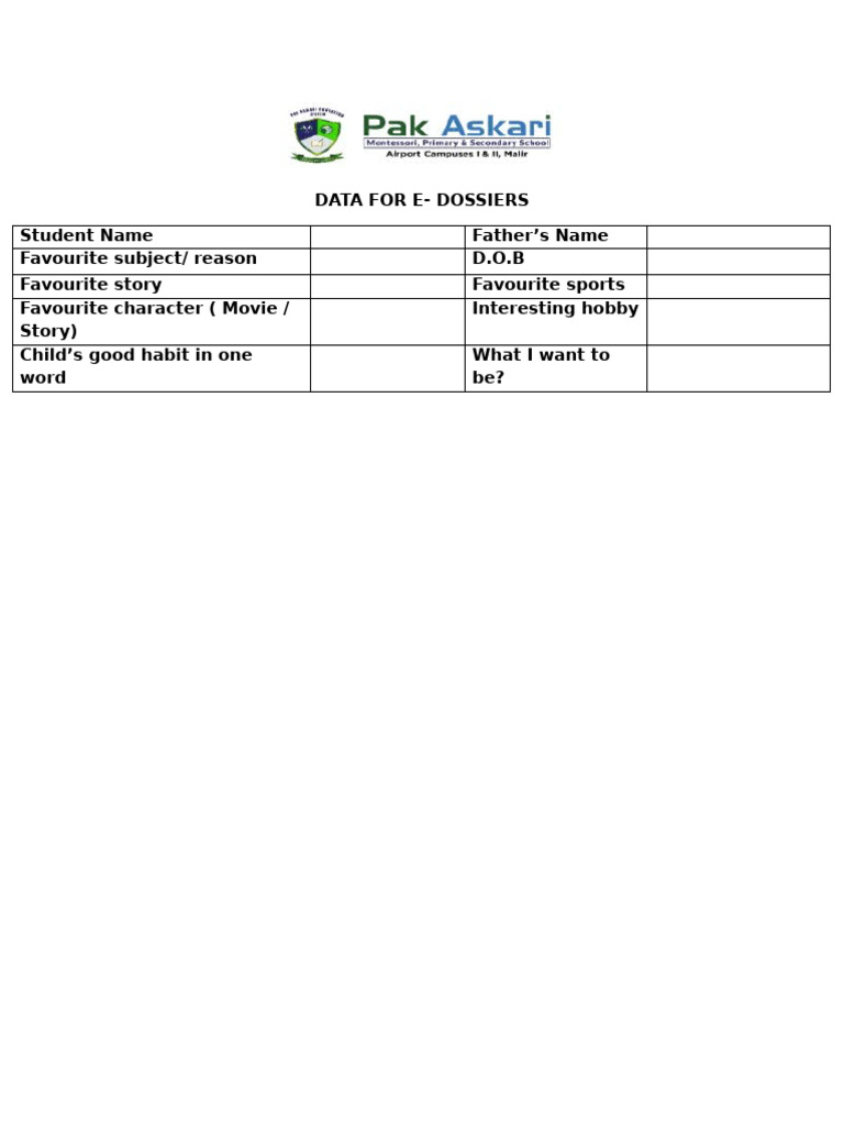 Data For Dossiers | PDF