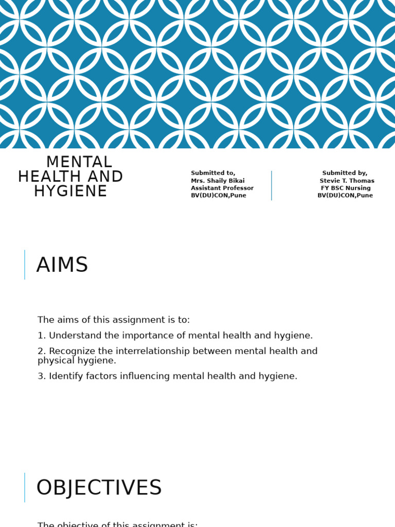 Mental Health and Hygiene Overview | PDF | Mental Health | Well Being
