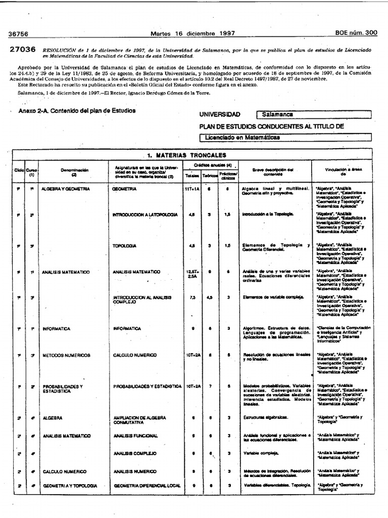 Plan de Estudios Licenciatura en Matemáticas | PDF