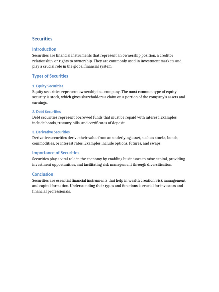 Understanding Types of Securities | PDF
