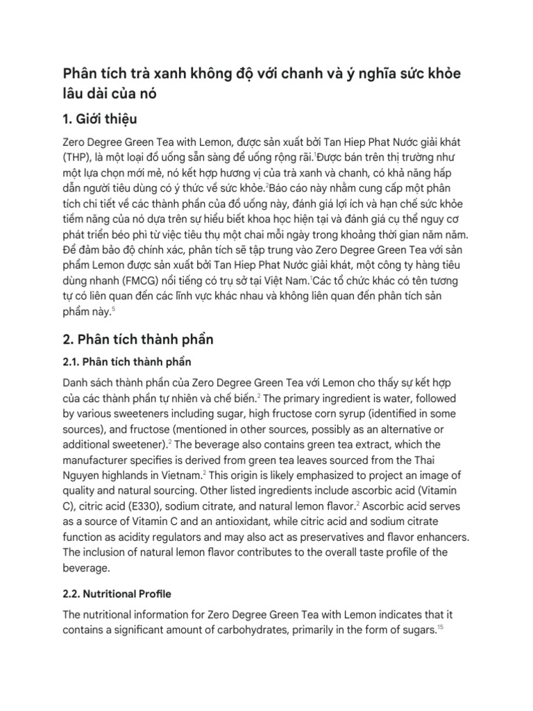 Zero Degree Green Tea Analysis | PDF