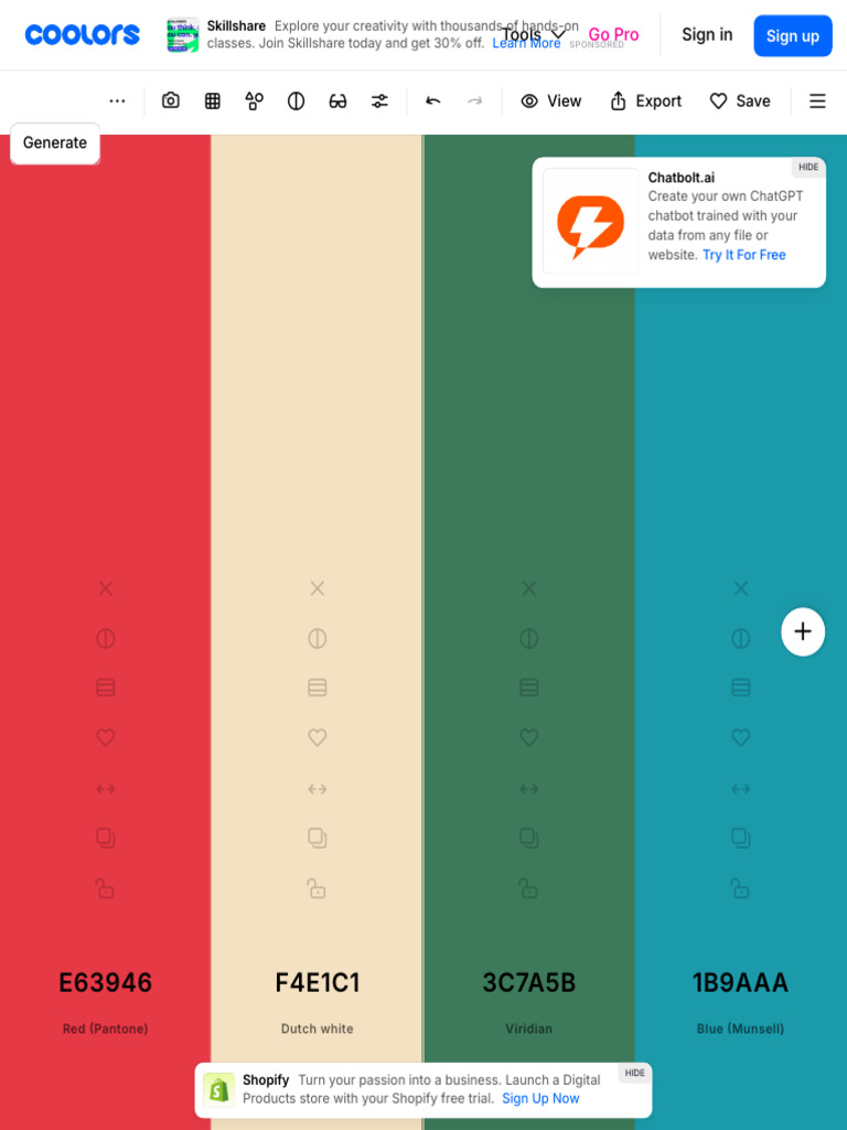 Create A Palette - Coolors | PDF