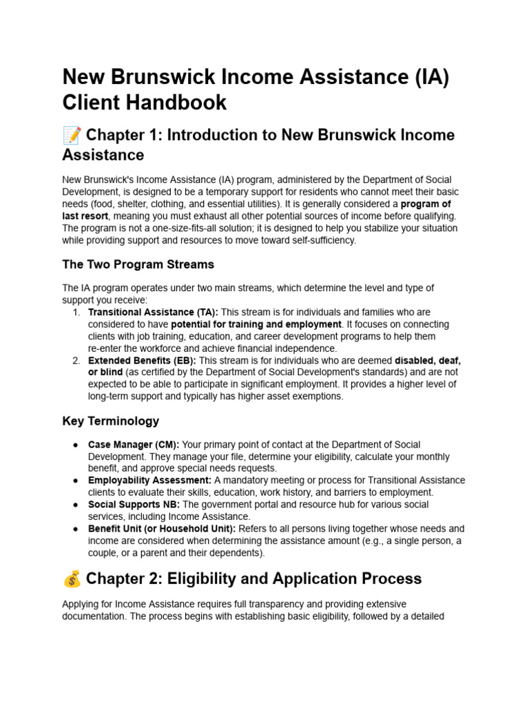 New Brunswick Income Assistance Guide | PDF | Cost Of Living | Child Care