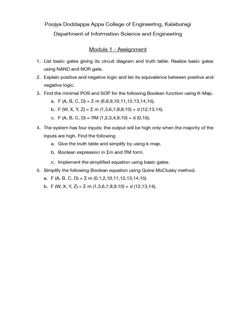 Boolean Logic and Gate Implementation | PDF
