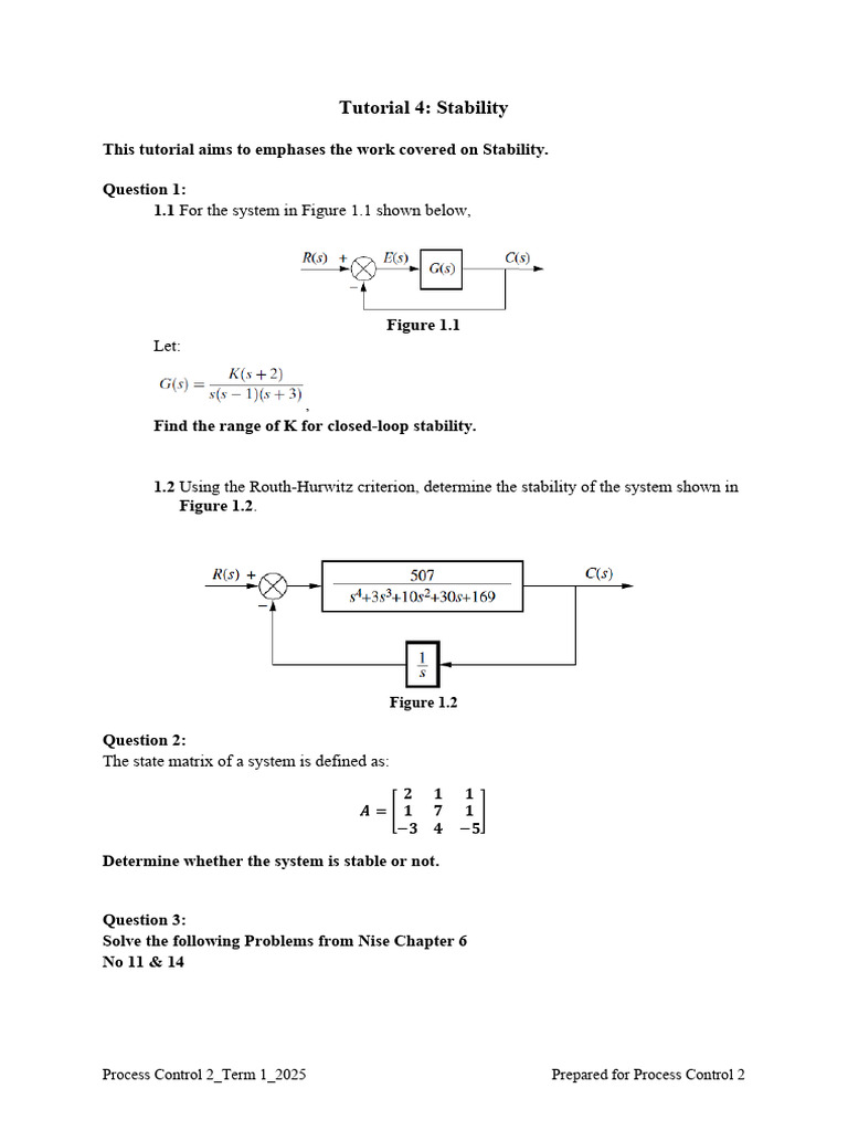 Stability Analysis in Process Control | PDF