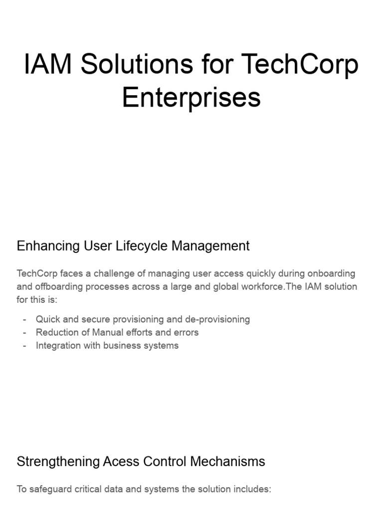 IAM Solutions for TechCorp's User Management | PDF