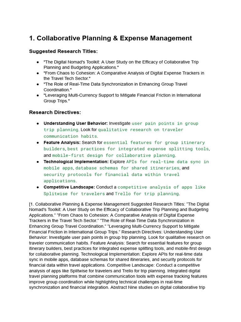 Collaborative Travel Planning Insights | PDF | Usability | Mobile App