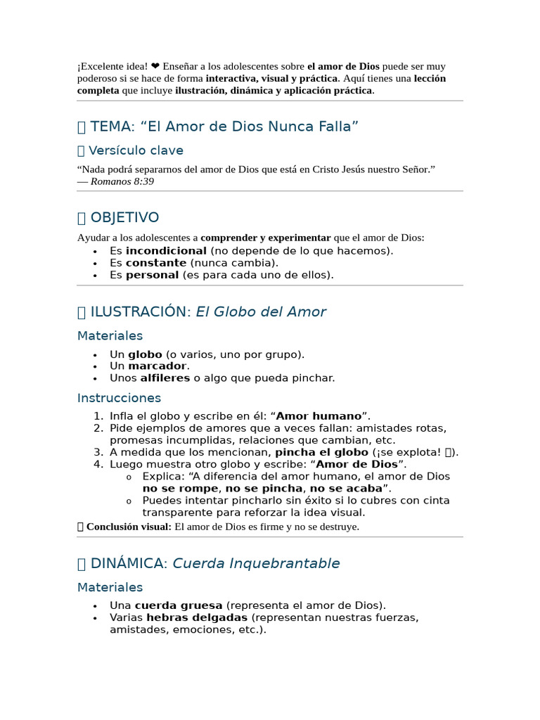 Lección Interactiva sobre el Amor de Dios | PDF | Amor | Dios