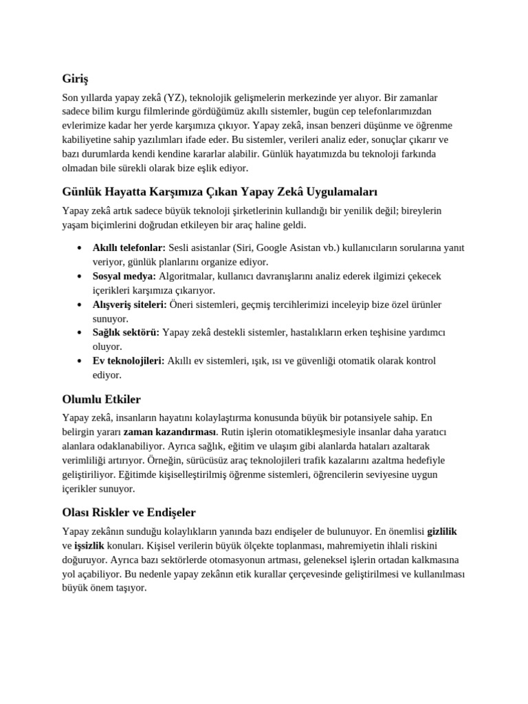 Yapay Zeka Etkileri | PDF
