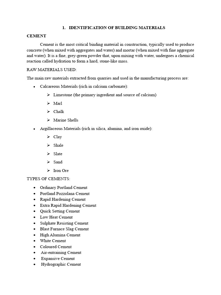 Building Materials in Construction | PDF | Cement | Concrete