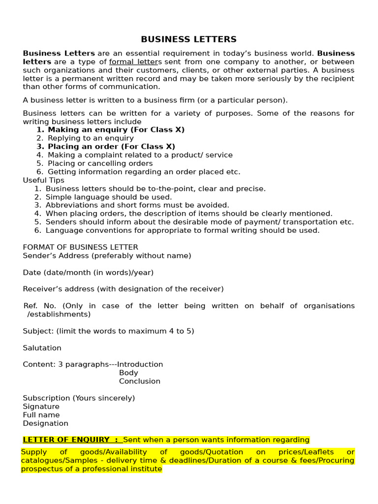 Essential Guide to Business Letters | PDF