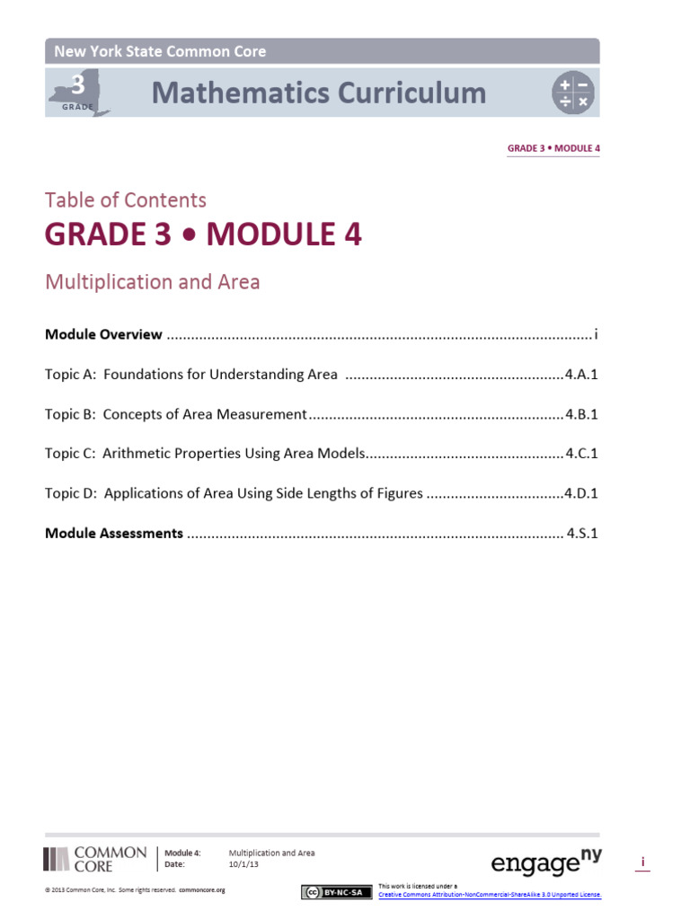 Grade 3 Module: Multiplication & Area | PDF | Area | Matrix (Mathematics)