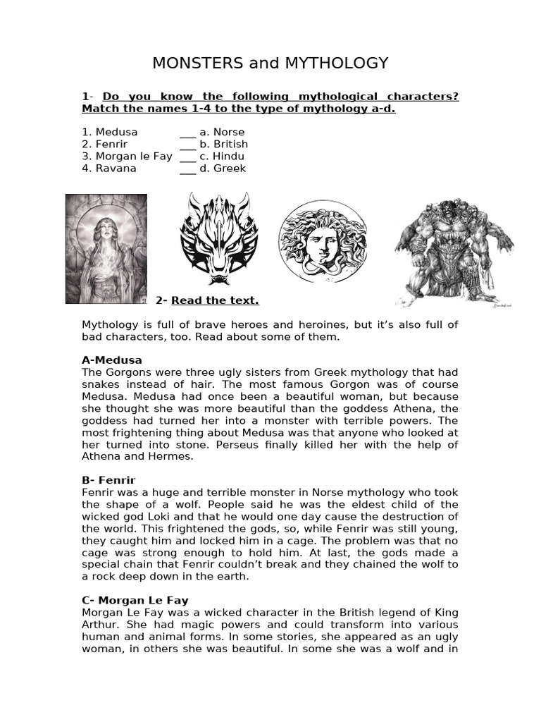 Mythological Monsters Explained | PDF | Medusa