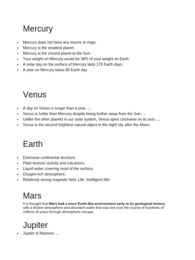 Overview of Solar System Planets | PDF