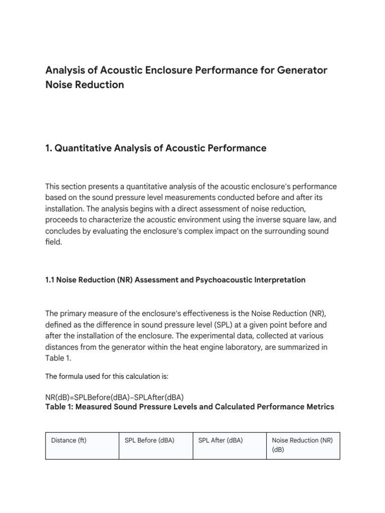 Generator Noise Reduction via Acoustic Enclosure | PDF | Decibel | Sound