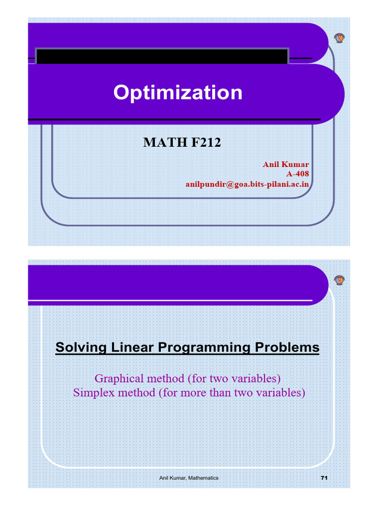 Linear Programming Optimization Methods | PDF | Mathematical ...