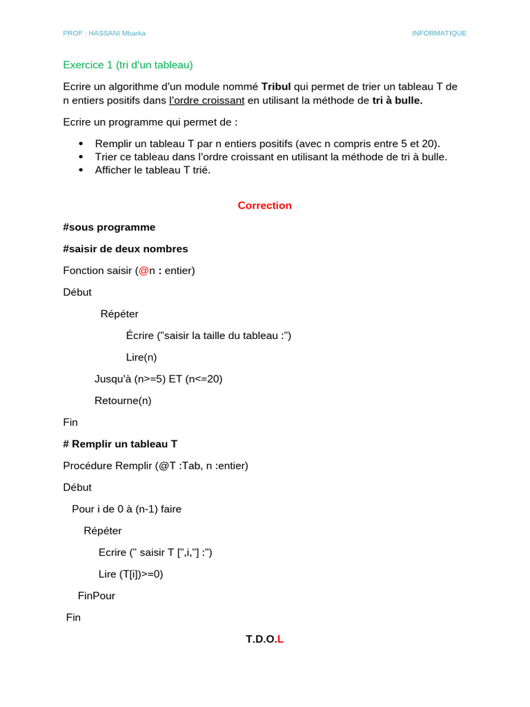 Algorithme de tri à bulle en Python | PDF | Génie logiciel ...