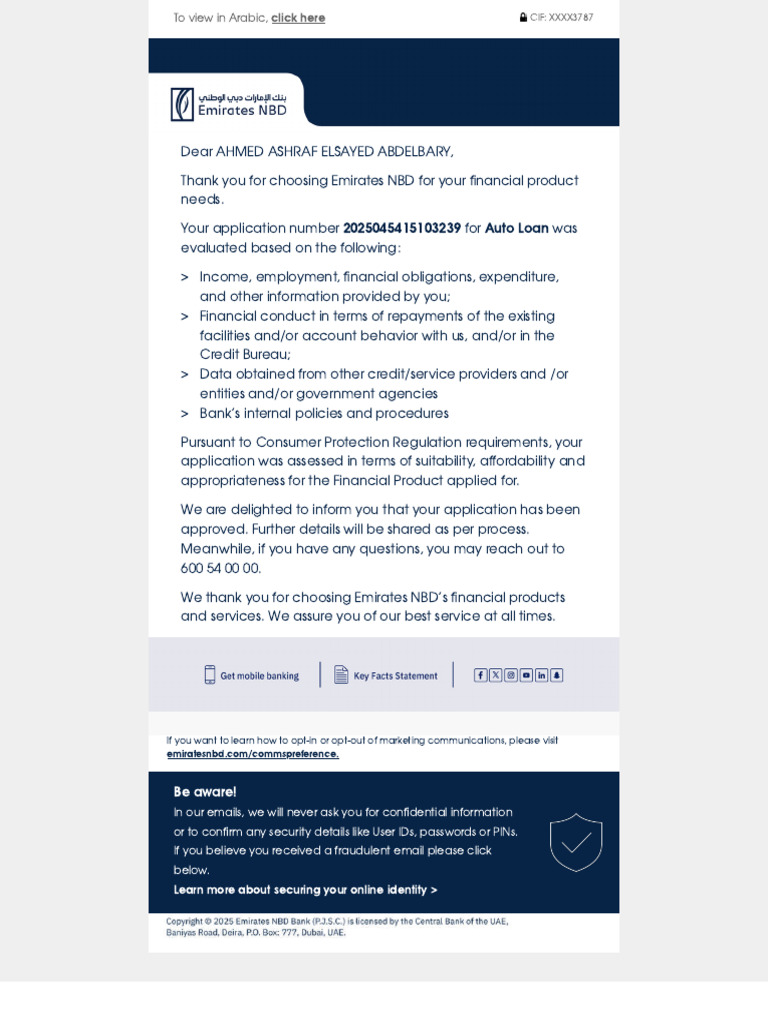 Affordability Assessment Approval Letter-Auto Loan-2025045415103239 | PDF