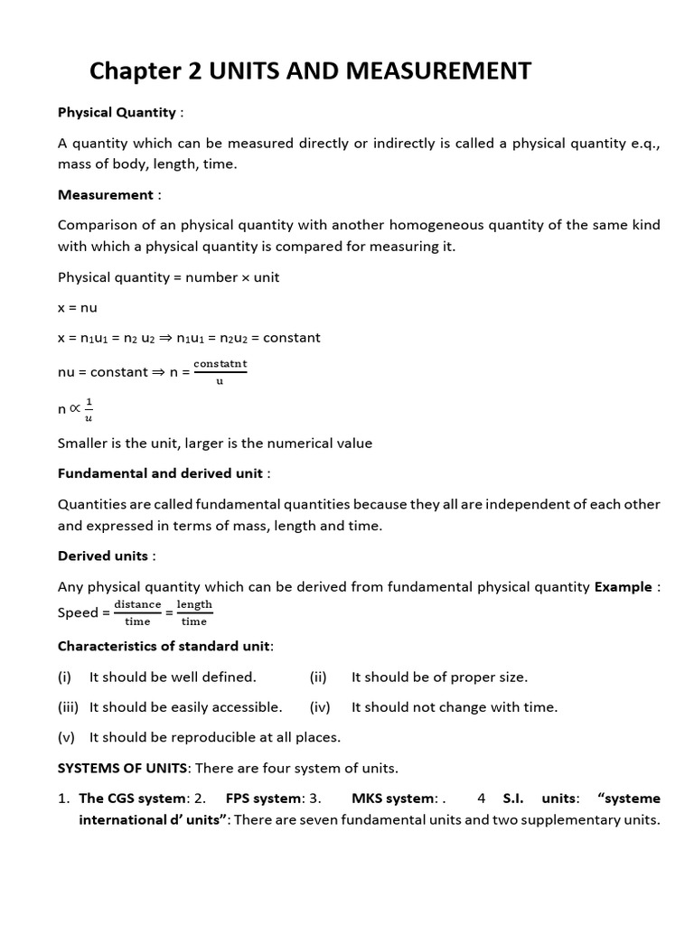 Units and Measurement in Physics | PDF | International System Of Units ...