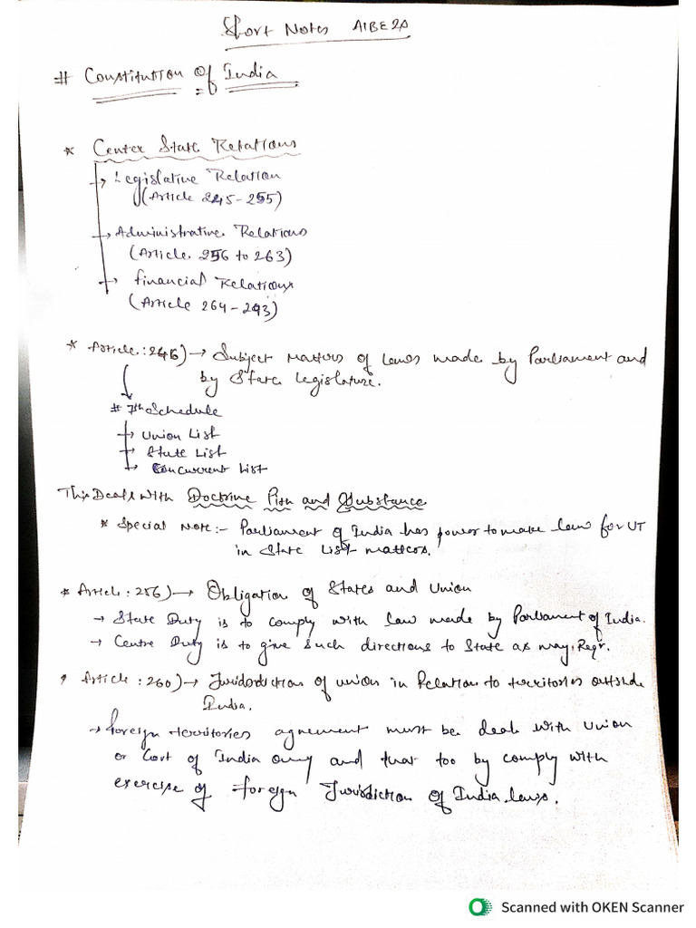 AIBE20 Short Notes Constitution by GK | PDF
