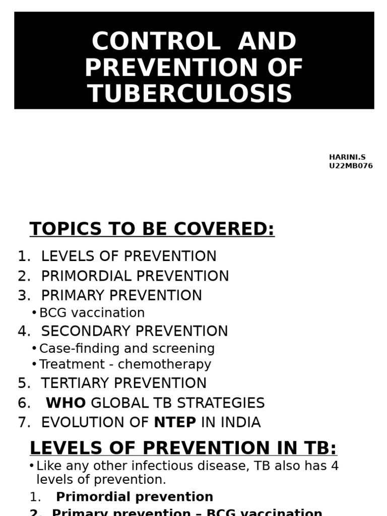 Tuberculosis Control and Prevention | PDF | Tuberculosis | Medicine