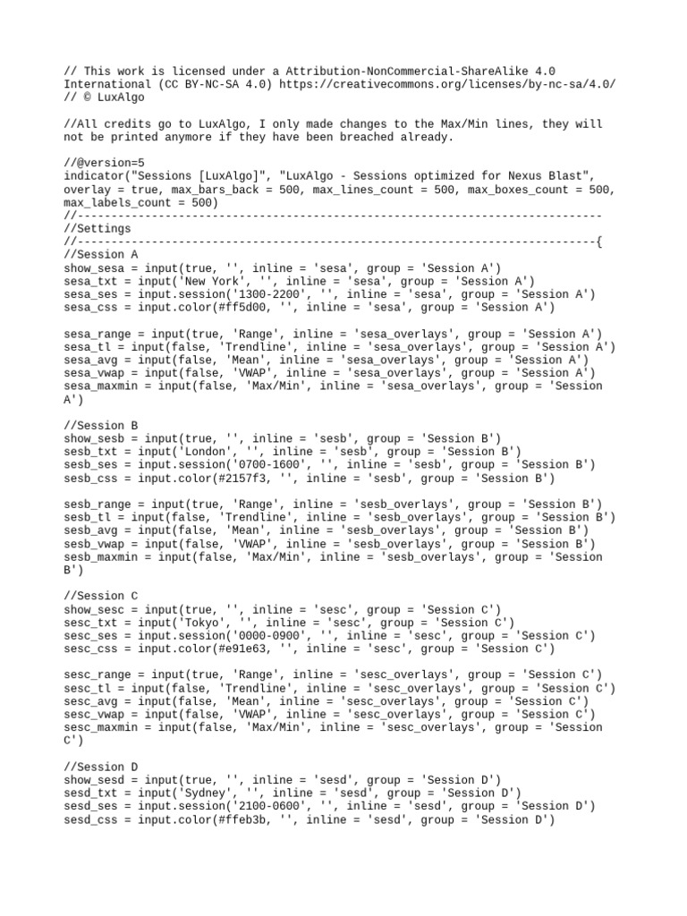 LuxAlgo Session Indicator Script | PDF | Geography | Spacetime