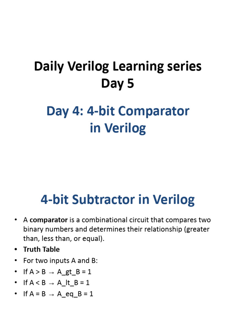 4 Bit Comparator Using Modeling Styles 1759763948 | PDF