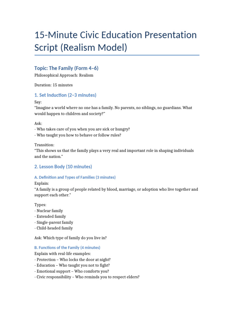 Presentation Script Realism Family | PDF