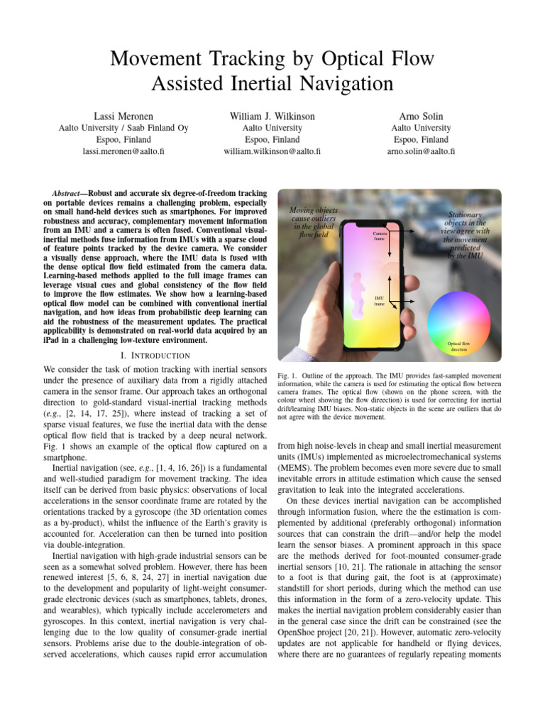 Optical Flow for Inertial Navigation | PDF | Inertial Navigation System ...