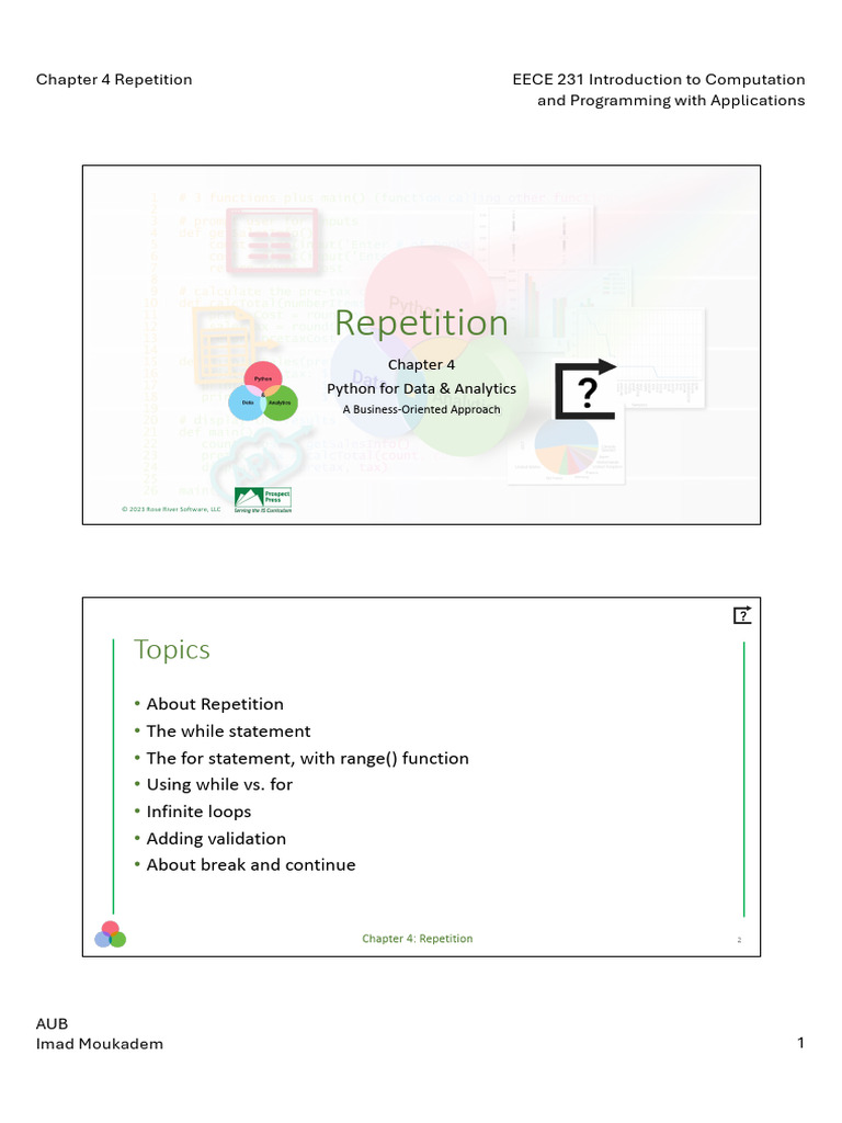 Python Repetition: While & For Loops | PDF | Spreadsheet | Control Flow