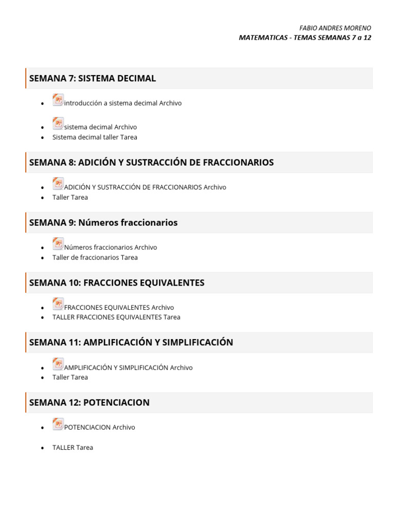 Fabio Andres Moreno - Math Temas Semana 7 A 12 | PDF