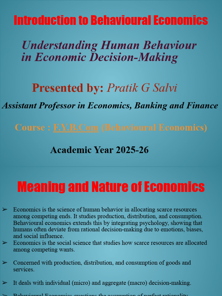 Introduction to Behavioural Economics | PDF | Economics | Behavioral ...