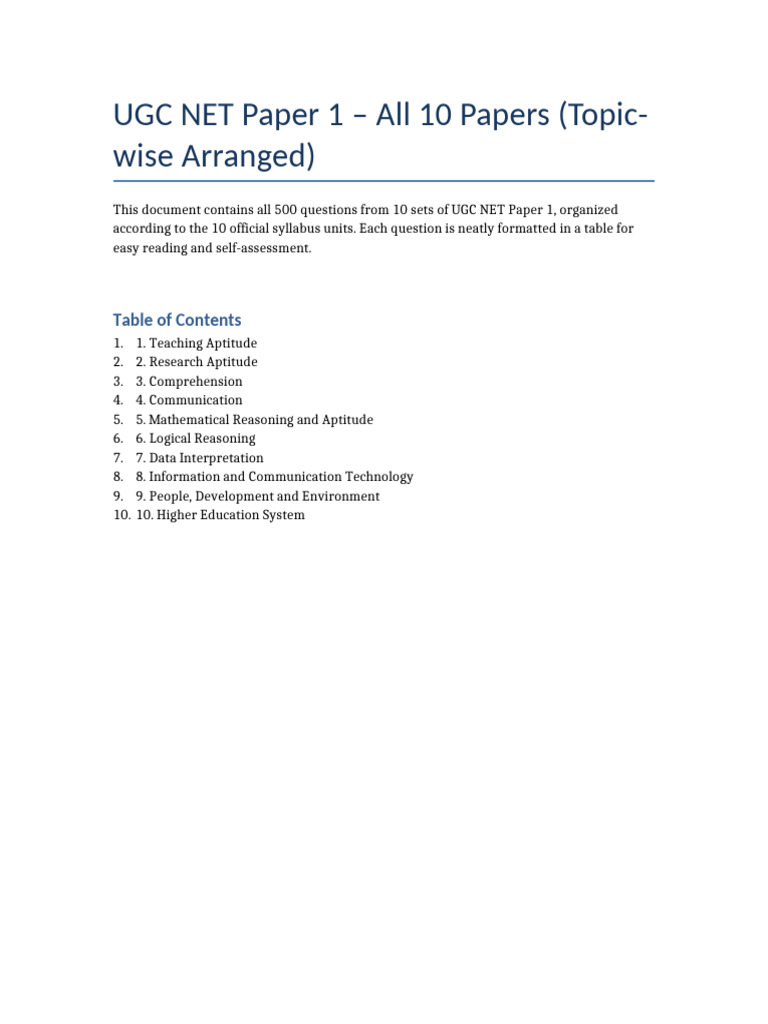 UGC NET Paper 1: Question Compilation | PDF | Coefficient Of Variation ...