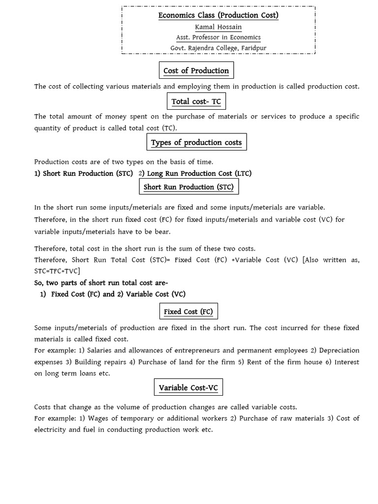 Cost Theory | PDF