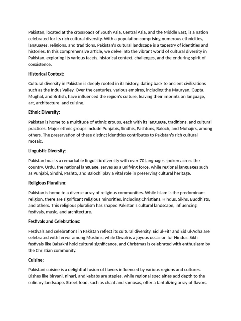 Cultural Diversity in Pakistan Explained | PDF | Pakistan ...