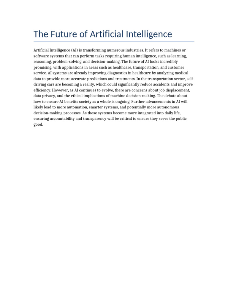 Future Trends in Artificial Intelligence | PDF