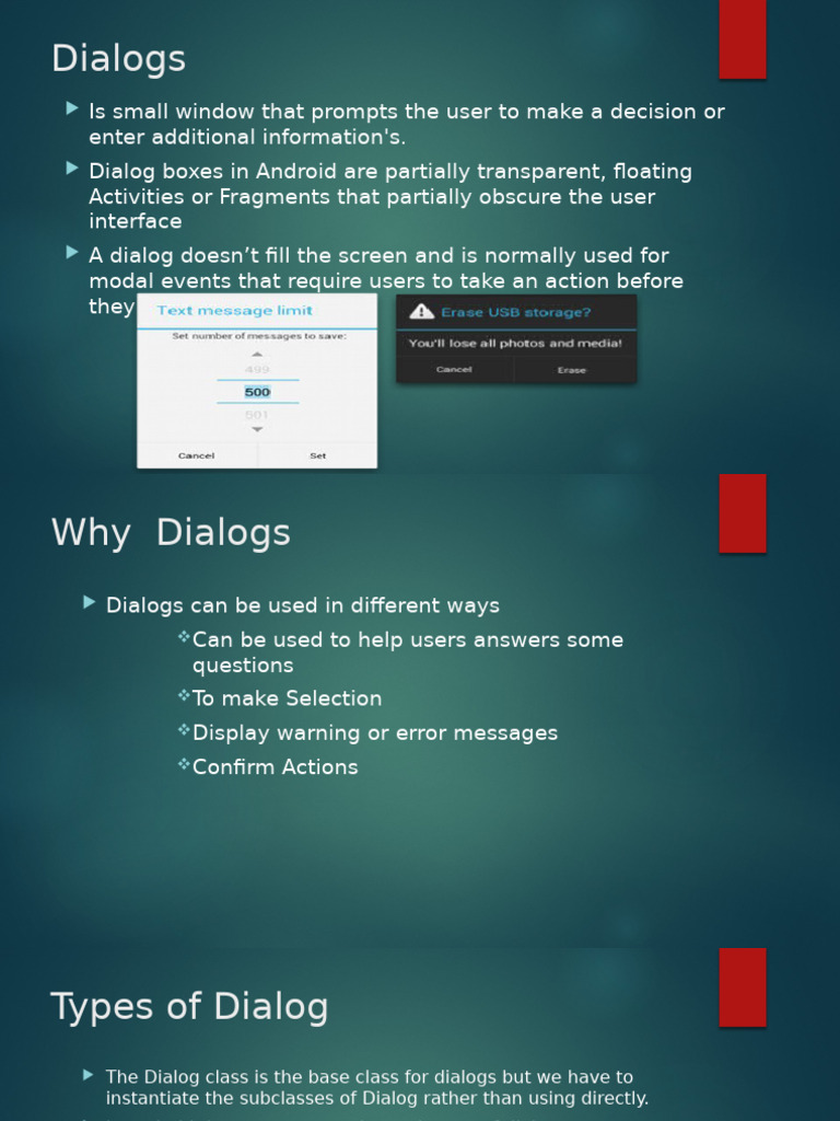 Dialogs and Fragment | PDF | Dialog Box | Computer Science