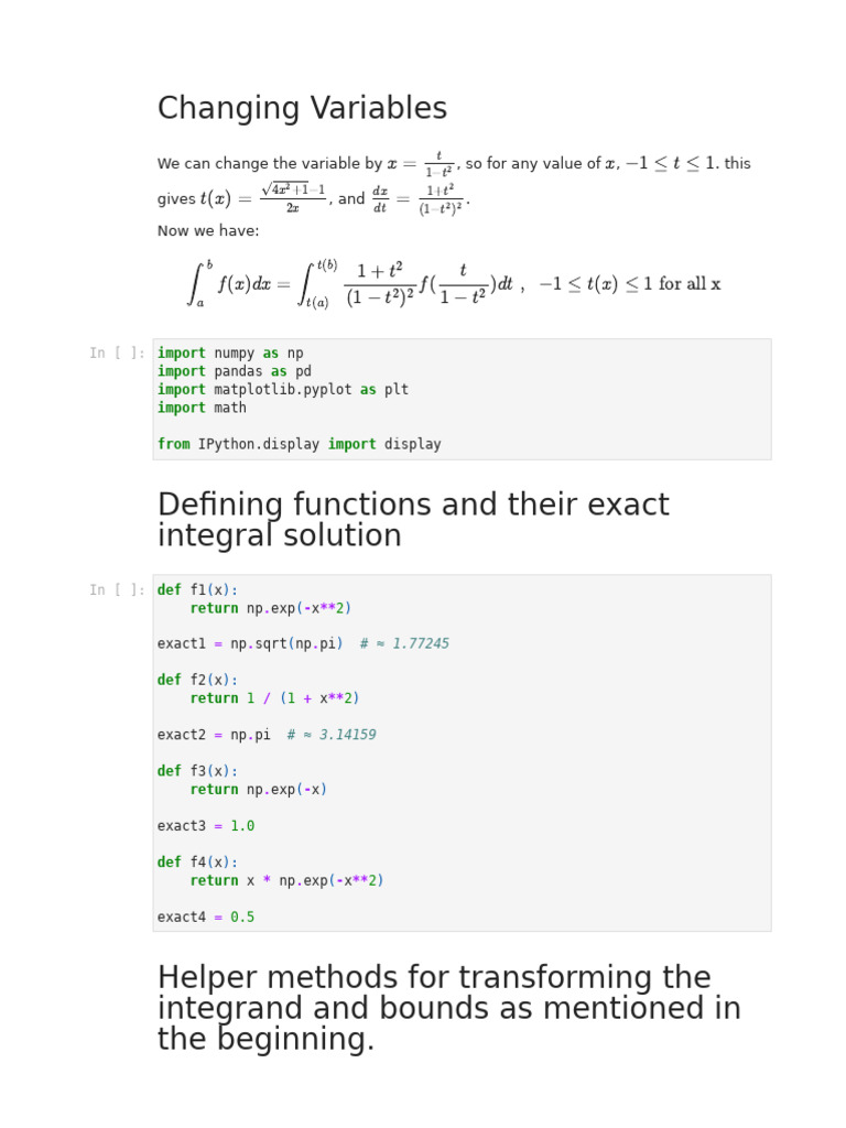 Variable Transformation in Numerical Integration | PDF | Algorithms ...