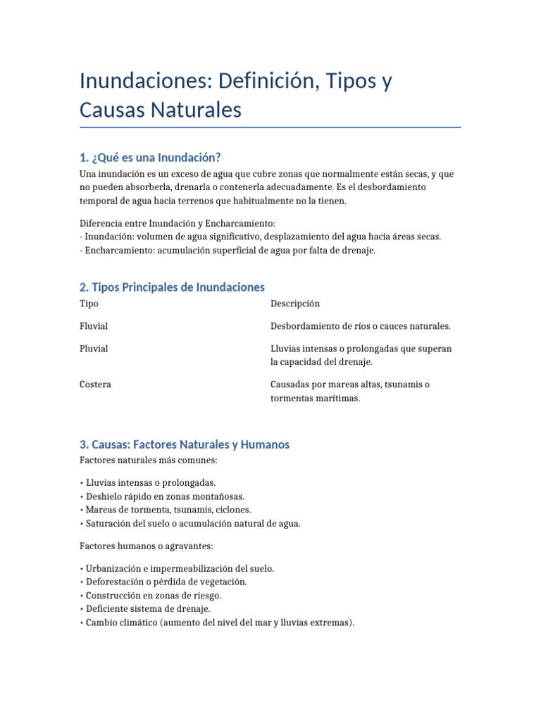 Concepto y Tipos de Inundaciones | PDF