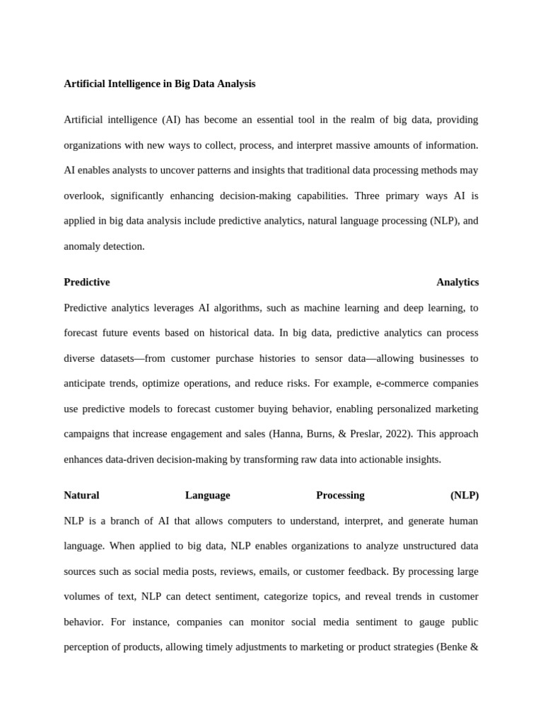 AI Applications in Big Data Analysis | PDF | Artificial Intelligence ...