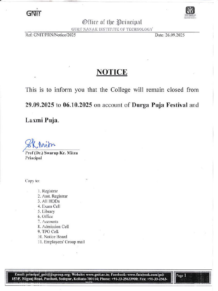 Holiday Notice 1 | PDF