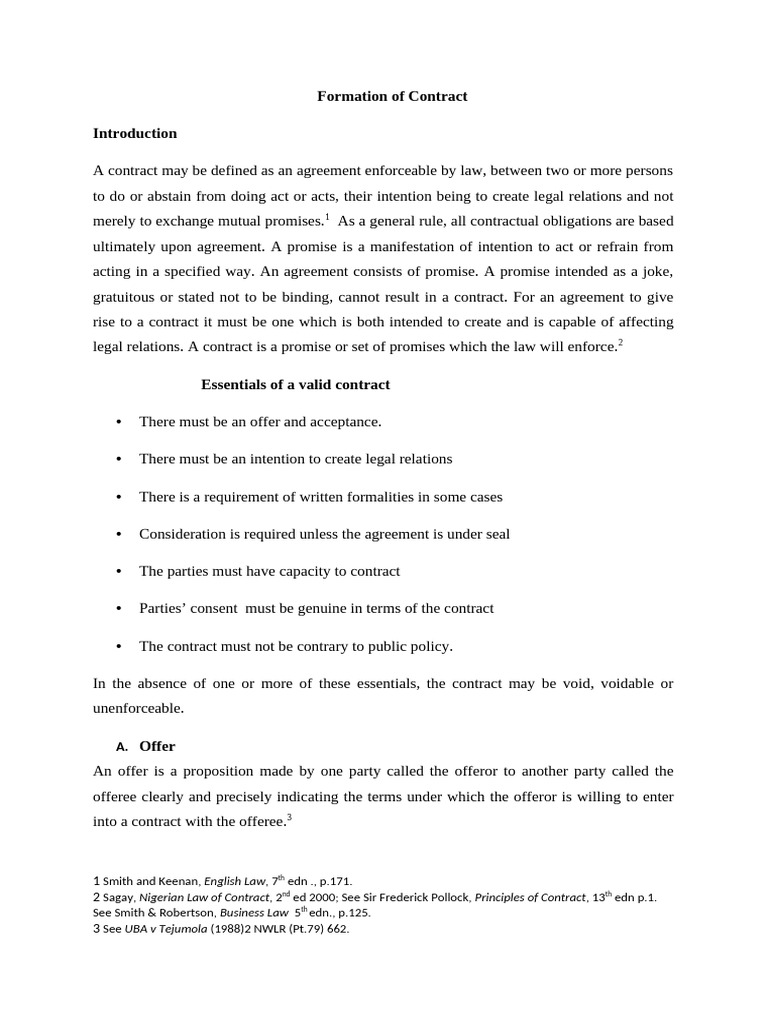 Essentials of Contract Formation | PDF | Consideration | Offer And ...