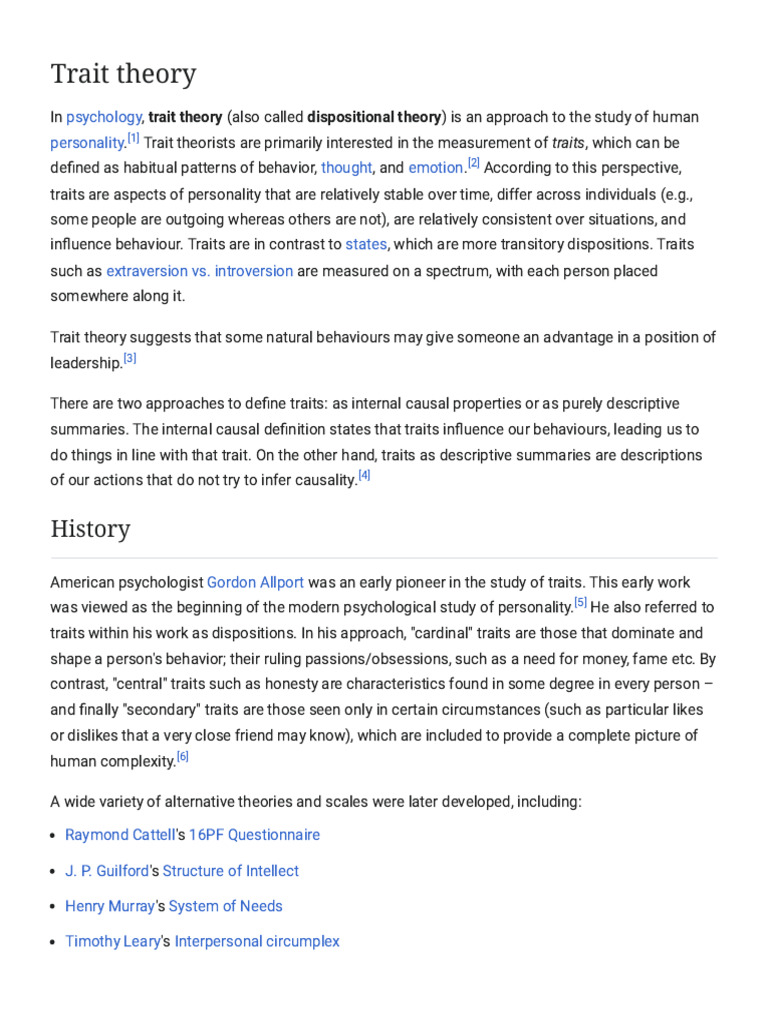 Understanding Trait Theory in Psychology | PDF | Personality Psychology ...