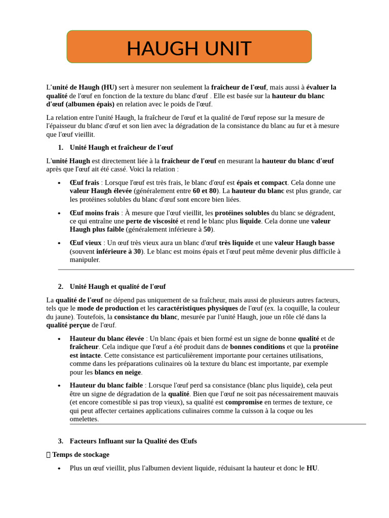 Unité de Haugh et qualité des œufs | PDF | Blanc d'œuf