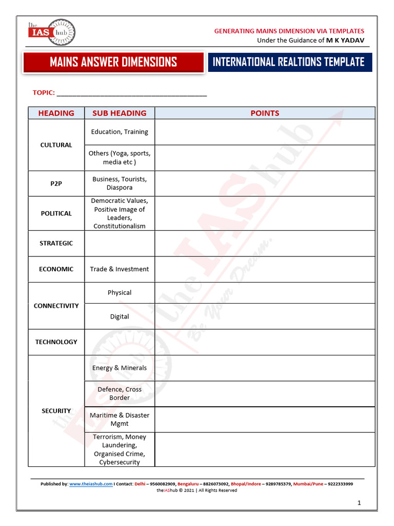 Mains Dimesnion IR Template | PDF