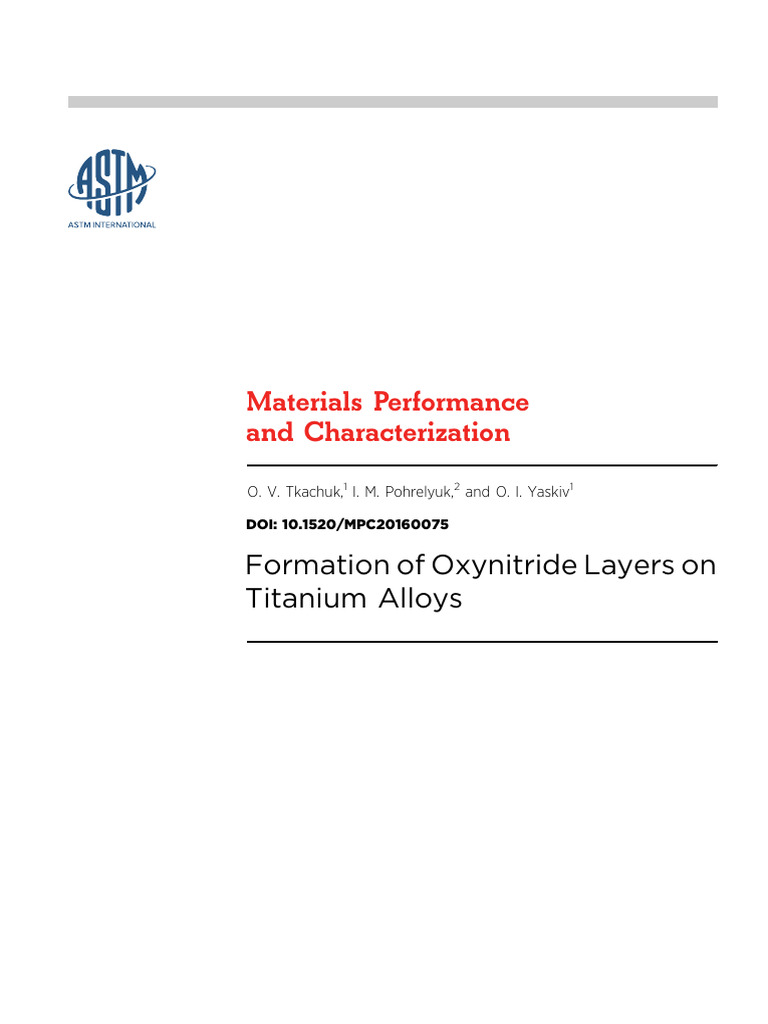 Oxynitride Layer Formation on Titanium | PDF | Titanium | Oxygen